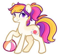 Size: 1280x1179 | Tagged: safe, artist:howdyhorsey, sunny daze (g3), earth pony, pony, g3, ball, beach ball, simple background, solo, transparent background