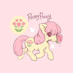 Size: 640x640 | Tagged: safe, artist:celesse, posey, earth pony, pony, g1, female, full name, mare, pink background, simple background, solo