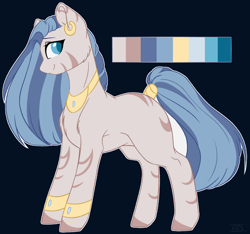 Size: 1496x1402 | Tagged: safe, artist:purplegrim40, oc, oc only, earth pony, hybrid, pony, zony, colored hooves, ear piercing, earring, earth pony oc, female, jewelry, magical lesbian spawn, mare, offspring, parent:somnambula, parent:zecora, peytral, piercing, smiling, solo, tail, tail wrap