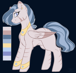 Size: 1503x1440 | Tagged: safe, artist:purplegrim40, oc, oc only, hybrid, pegasus, pony, zony, colored hooves, ear piercing, earring, female, jewelry, magical lesbian spawn, mare, offspring, parent:somnambula, parent:zecora, pegasus oc, peytral, piercing, smiling, solo, tail, tail wrap, wings