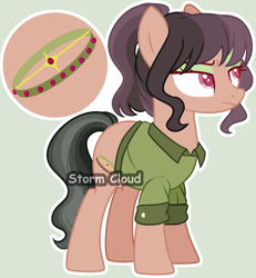 Size: 2236x2422 | Tagged: safe, artist:stormcloud-yt, oc, oc only, unnamed oc, earth pony, pony, base used, clothes, earth pony oc, eyelashes, high res, offspring, parent:daring do, parent:doctor caballeron, parents:daballeron, simple background, solo, unamused, watermark