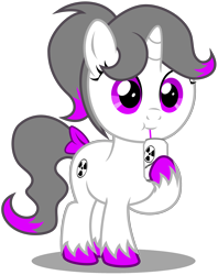 Size: 2720x3440 | Tagged: safe, artist:strategypony, oc, oc only, oc:hazel radiate, pony, unicorn, :t, bow, colored hooves, cute, drinking, eyelashes, female, filly, foal, high res, highlights, hoof hold, horn, looking at you, mare, ponytail, purple eyes, simple background, sipping, solo, tail, tail bow, transparent background, unicorn oc, unshorn fetlocks