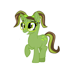 Size: 939x1045 | Tagged: safe, artist:starshade, artist:vernorexia, pony, unicorn, g4, my little pony: the movie, base used, brown hair, crossover, ear piercing, earring, female, fruit, glasses, green coat, green eyes, green hair, green pony, grin, hair accessory, jewelry, lime, lime chiffon, mare, multicolored hair, piercing, pigtails, ponified, simple background, smiling, solo, strawberry shortcake, strawberry shortcake berry in the big city, transparent background, twintails