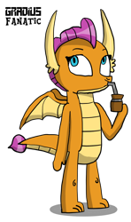 Size: 578x978 | Tagged: safe, artist:gradiusfanatic, smolder, dragon, g4, dragoness, drink, drinking straw, female, mate, simple background, solo, transparent background