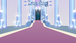 Size: 4096x2304 | Tagged: safe, artist:candy meow, legends of equestria, g4, crystal, crystal castle, crystal empire, crystal kingdom, loading screen, no pony, pillow, throne, throne room