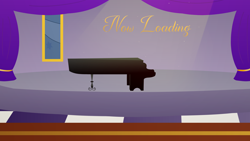 Size: 4096x2304 | Tagged: safe, artist:candy meow, legends of equestria, canterlot, cantermore, gall hall, loading screen, musical instrument, no pony, piano, scene