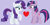 Size: 782x392 | Tagged: safe, artist:selenaede, artist:twilyisbestpone, derpibooru exclusive, rarity, twilight sparkle, alicorn, pony, unicorn, g4, base used, duo, duo female, female, heart, lesbian, lidded eyes, mare, open mouth, open smile, purple background, raised hoof, ship:rarilight, shipping, simple background, smiling, twilight sparkle (alicorn)