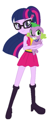 Size: 268x660 | Tagged: safe, artist:cookiechans2, artist:obriannakenobi, sci-twi, spike, spike the regular dog, twilight sparkle, dog, equestria girls, g4, my little pony equestria girls: friendship games, 2016, bare shoulders, base used, boots, clothes, glasses, high heel boots, high heels, looking at you, school spirit, school uniform, schoolgirl, shoes, simple background, sleeveless, white background