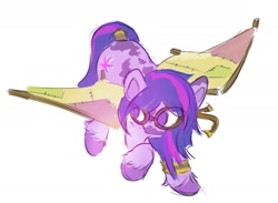 Size: 1591x1162 | Tagged: safe, artist:manicpanda, twilight sparkle, earth pony, pony, g4, artificial wings, augmented, coat markings, earth pony twilight, female, g5 concept leaks, goggles, mare, race swap, simple background, solo, twilight sparkle (g5 concept leak), white background, wings