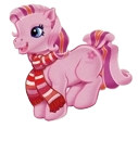 Size: 127x130 | Tagged: safe, artist:carlo loraso, rose blossom, earth pony, pony, g3, baby, baby pony, baby rose blossom, christmas, clothes, female, filly, foal, holiday, picture for breezies, pink coat, pink hair, scarf, simple background, solo, sticker, transparent background, winter