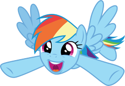 Size: 4329x3000 | Tagged: safe, artist:cloudy glow, rainbow dash, pegasus, pony, daring done?, g4, season 7, .ai available, cute, dashabetes, female, full body, high res, hooves, mare, open mouth, open smile, simple background, smiling, solo, spread wings, transparent background, underhoof, uvula, vector, wings