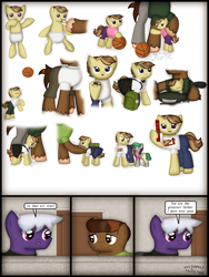 Size: 1750x2333 | Tagged: safe, artist:99999999000, oc, oc only, oc:firearm king, oc:li anna, oc:zhang cathy, oc:zhang xiangfan, earth pony, pony, comic:journey, baby, basketball, clothes, comic, father, female, filly, foal, male, sports