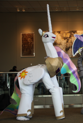 Size: 2042x3022 | Tagged: safe, princess celestia, alicorn, human, g4, 2012, clothes, convention, cosplay, costume, eccc 2012, emerald city comic con, emerald city comicon 2012, high res, irl, irl human, photo, ponysuit, quadsuit, the burdened