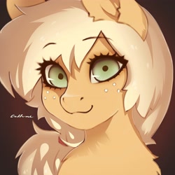 Size: 4096x4096 | Tagged: safe, artist:eltaile, applejack, earth pony, pony, g4, bust, cute, eye clipping through hair, female, jackabetes, looking at you, mare, solo