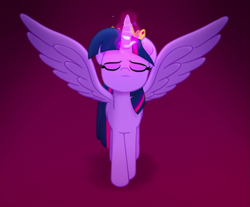 Size: 971x804 | Tagged: safe, screencap, twilight sparkle, alicorn, pony, my little pony: the movie, cropped, female, glowing, glowing horn, horn, jewelry, majestic, mare, meditating, meditation, solo, spread wings, twilight sparkle (alicorn), wings