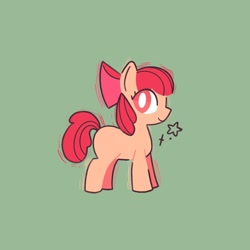 Size: 2048x2048 | Tagged: safe, artist:cyberspit, apple bloom, earth pony, pony, g4, female, filly, foal, green background, high res, simple background, solo, white pupils