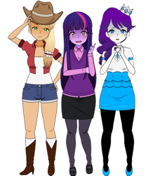 Size: 822x972 | Tagged: safe, artist:xxchellie-dawgxx, applejack, rarity, twilight sparkle, human, equestria girls, g4, boots, clothes, crown, high heel boots, humanized, jewelry, kisekae, mary janes, pony coloring, regalia, shoes, simple background, transparent background, trio