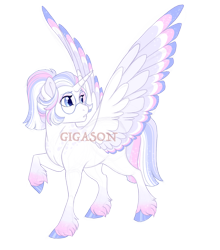 Size: 3600x4100 | Tagged: safe, artist:gigason, oc, oc:white knight, alicorn, pony, colored wings, female, glasses, mare, multicolored wings, obtrusive watermark, offspring, parent:double diamond, parent:twilight sparkle, parents:diamondlight, simple background, solo, transparent background, watermark, wings