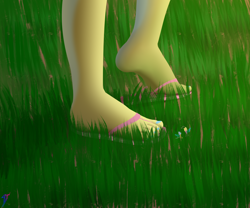 Size: 3000x2500 | Tagged: safe, artist:darky_wings, fluttershy, breezie, anthro, plantigrade anthro, comic:troubles of being breezie, g4, comic, commission, feet, female, flip-flops, fluttershy's cottage, garden, giantess, grass, heel pop, high res, macro, micro, nail polish, one-panel comic, revealed facts, sandals, soles, tiny, toenail polish, toes