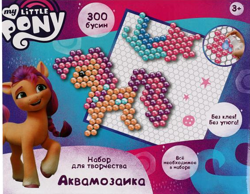Size: 570x442 | Tagged: safe, sunny starscout, earth pony, pony, g5, my little pony: a new generation, official, braid, button, cute, cyrillic, diy, logo, look-alike, merchandise, missing cutie mark, mosaic, package, pinkie pie's mane, pixos, raised hoof, russia, russian, shooting star, solo, stars, sunnybetes, thinking, toy, water, you had one job