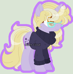 Size: 369x375 | Tagged: safe, artist:stormcloud-yt, dinky hooves, pony, unicorn, g4, base used, clothes, female, glasses, mare, older, simple background