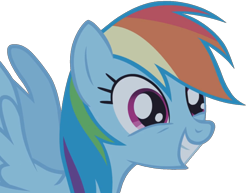 Size: 1189x918 | Tagged: safe, edit, edited screencap, screencap, rainbow dash, friendship is magic, g4, background removed, face, faic, grin, not a vector, simple background, smiling, solo, transparent background