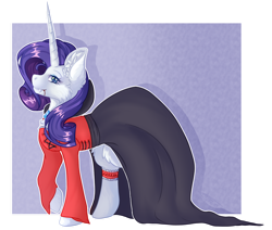 Size: 1024x867 | Tagged: safe, artist:maneblue, rarity, pony, undead, unicorn, vampire, vampony, g4, clothes, dress, ear fluff, fangs, female, mare, raised hoof, simple background, solo, transparent background