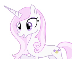 Size: 2891x2357 | Tagged: safe, artist:nitlynjane, gameloft, fleur-de-lis, pony, unicorn, g4, autodesk sketchbook, cute, eyeshadow, female, fleurabetes, high res, horn, long horn, looking at something, makeup, mare, open mouth, open smile, raised hoof, simple background, smiling, transparent background, two toned mane, vector