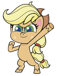 Size: 487x647 | Tagged: safe, edit, edited screencap, screencap, applejack, earth pony, pony, a camping we will go, g4, g4.5, my little pony: pony life, applejack's hat, background removed, bipedal, cowboy hat, female, hat, mare, not a vector, simple background, solo, transparent background