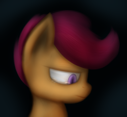 Size: 888x813 | Tagged: safe, artist:lamia, scootaloo, pegasus, pony, g4, female, filly, foal, frown, lineless, looking down, scootalone, scootasad, solo