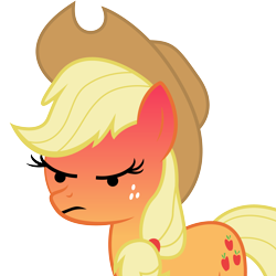 Size: 4000x4000 | Tagged: safe, artist:dharthez, edit, editor:merik1337, applejack, g4, angry, cowboy hat, emoji, frown, hat, lidded eyes, simple background, solo, transparent background