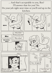 Size: 1601x2249 | Tagged: safe, artist:wax feather, oc, oc:grapevine, oc:wax feather, pegasus, pony, unicorn, box, colt, comic, female, foal, homeless, male