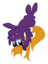 Size: 1980x2604 | Tagged: safe, artist:justapone, oc, oc only, oc:purple creativity, pegasus, pony, cheek fluff, colored, colored pupils, colored wings, ear fluff, eyelashes, feathered wings, februpony, female, flying, full body, glasses, high res, looking at you, mare, open mouth, open smile, outline, pegasus oc, simple background, smiling, smiling at you, solo, spread wings, tail, transparent background, upside down, white outline, wings