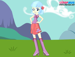 Size: 800x600 | Tagged: safe, artist:princess-night-luna, coco pommel, equestria girls, g4, day, female, looking at you, pose, smiling, smiling at you, solo