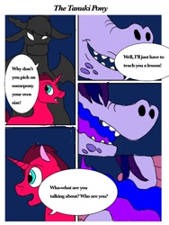 Size: 768x1024 | Tagged: safe, oc, oc:adean eris micheals, dragon, pony, unicorn, bna: brand new animal, comic, dragoness, female, fire