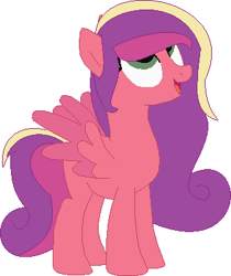 Size: 316x377 | Tagged: safe, artist:joystick12, oc, oc only, pegasus, pony, base used, female, mare, offspring, parent:big macintosh, parent:princess cadance, parents:cadmac, pegasus oc, simple background, solo, spread wings, white background, wings