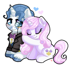 Size: 1746x1659 | Tagged: safe, artist:bl--blacklight, fancypants, fleur-de-lis, pony, unicorn, g4, chibi, cute, eyes closed, female, male, ship:fancyfleur, shipping, simple background, smiling, straight, transparent background