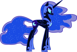 Size: 2970x2018 | Tagged: safe, artist:thebosscamacho, nightmare moon, alicorn, pony, g4, female, high res, mare, side view, simple background, smiling, smirk, solo, transparent background, vector