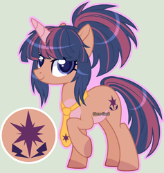 Size: 2384x2516 | Tagged: safe, artist:stormcloud-yt, oc, oc:bright star, pony, unicorn, base used, colored hooves, female, high res, horn, mare, necktie, offspring, parent:flash sentry, parent:twilight sparkle, parents:flashlight, simple background, solo, unicorn oc