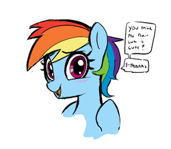 Size: 602x522 | Tagged: safe, artist:_ton618_, rainbow dash, pegasus, pony, g4, aggie.io, blushing, cute, dashabetes, dialogue, female, looking at you, mare, open mouth, simple background, smiling, solo, speech bubble, talking to viewer, white background
