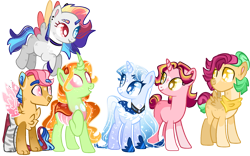 Size: 2145x1335 | Tagged: safe, artist:goldlines005, oc, oc only, changepony, draconequus, hybrid, pegasus, pony, base used, changedling queen, choker, draconequus oc, flying, heterochromia, interspecies offspring, looking back, magical lesbian spawn, multicolored hair, offspring, parent:cherry jubilee, parent:discord, parent:fluttershy, parent:lightning dust, parent:princess celestia, parent:starlight glimmer, parent:sunburst, parent:thorax, parent:vinyl scratch, parents:discoshy, parents:shiningluna, parents:starburst, parents:thoralestia, pegasus oc, rainbow hair, simple background, transparent background