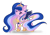 Size: 1024x724 | Tagged: safe, artist:maneblue, princess cadance, princess celestia, princess luna, alicorn, pony, g4, chest fluff, ear fluff, ethereal mane, female, fusion, hoof shoes, jewelry, mare, raised hoof, simple background, smiling, solo, starry mane, tiara, transparent background