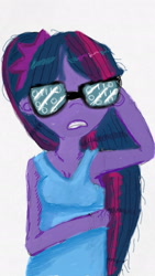 Size: 1080x1920 | Tagged: safe, artist:kaykeyser, sci-twi, twilight sparkle, equestria girls, g4, clothes, female, glasses, solo, tank top