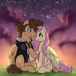 Size: 2000x2000 | Tagged: safe, artist:not-ordinary-pony, fluttershy, pegasus, pony, fanfic:kingdom hearts of harmony, g4, commission, high res, kingdom hearts, kingdom hearts of harmony, shipping, sora, sorashy