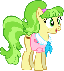 Size: 2322x2583 | Tagged: safe, artist:thebosscamacho, chickadee, ms. peachbottom, earth pony, pony, g4, .svg available, female, freckles, full body, high res, hooves, mare, open mouth, open smile, simple background, smiling, solo, standing, tail, transparent background, two toned mane, two toned tail, vector