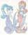 Size: 1128x1400 | Tagged: safe, artist:bageloftime, sonata dusk, sunset shimmer, cecaelia, mermaid, equestria girls, g4, bare shoulders, bondage, commissioner:arielfan90, duo, female, gag, mermaidized, open mouth, sleeveless, species swap, strapless, tentacle bondage, tentacle gag, tentacles, tied up, traditional art