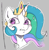 Size: 342x350 | Tagged: artist needed, source needed, safe, princess celestia, pony, g4, blushing, bust, female, listening, mare, solo, sparkles