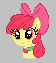 Size: 215x240 | Tagged: artist needed, safe, apple bloom, earth pony, pony, g4, aggie.io, blushing, bow, collar, female, filly, foal, lowres, simple background, smiling