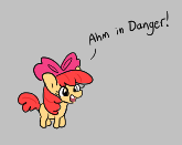 Size: 165x131 | Tagged: artist needed, safe, apple bloom, earth pony, pony, g4, aggie.io, bow, dialogue, female, filly, foal, lowres, open mouth, picture for breezies, simple background, smiling, talking