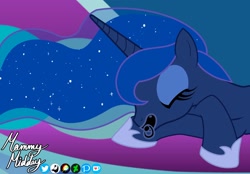 Size: 2048x1423 | Tagged: safe, artist:mommymidday, princess luna, alicorn, pony, g4, abdl, adult foal, clothes, couch, cute, eyes closed, eyeshadow, fetish, lunabetes, makeup, pacifier, shoes, show accurate, sleeping, solo